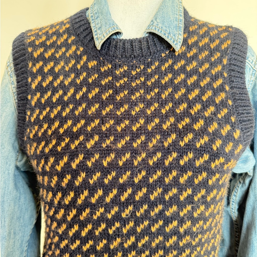 Tory Burch navy and light Brown Knit Sweater Vest - Picture 3 of 9